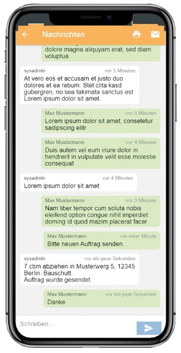 ReCoLog-Mobil App Nachrichtensystem